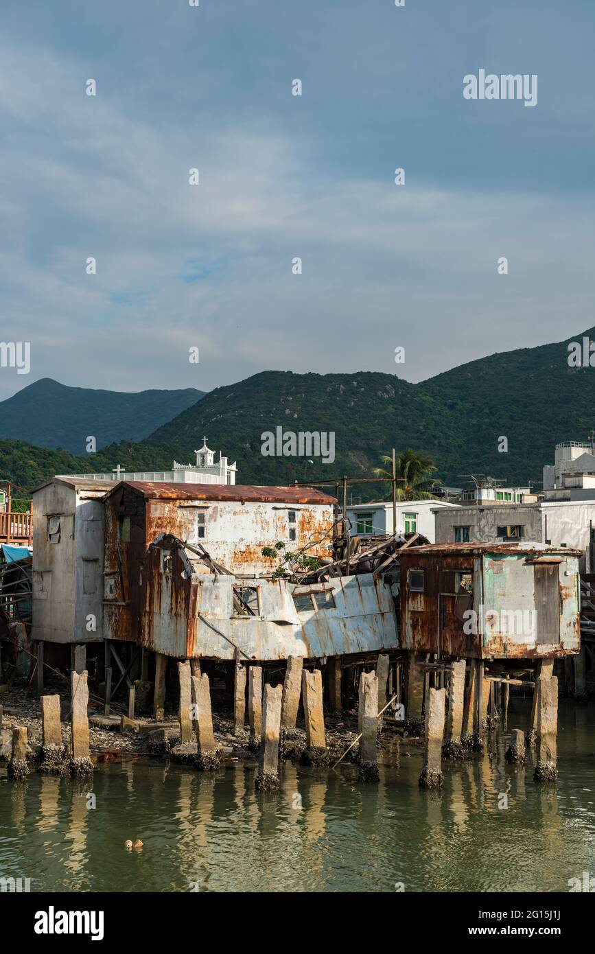 Abandoned stilt houses ('pang uk') in the village of Tai O, Lantau Island, Hong Kong Stock Photo
