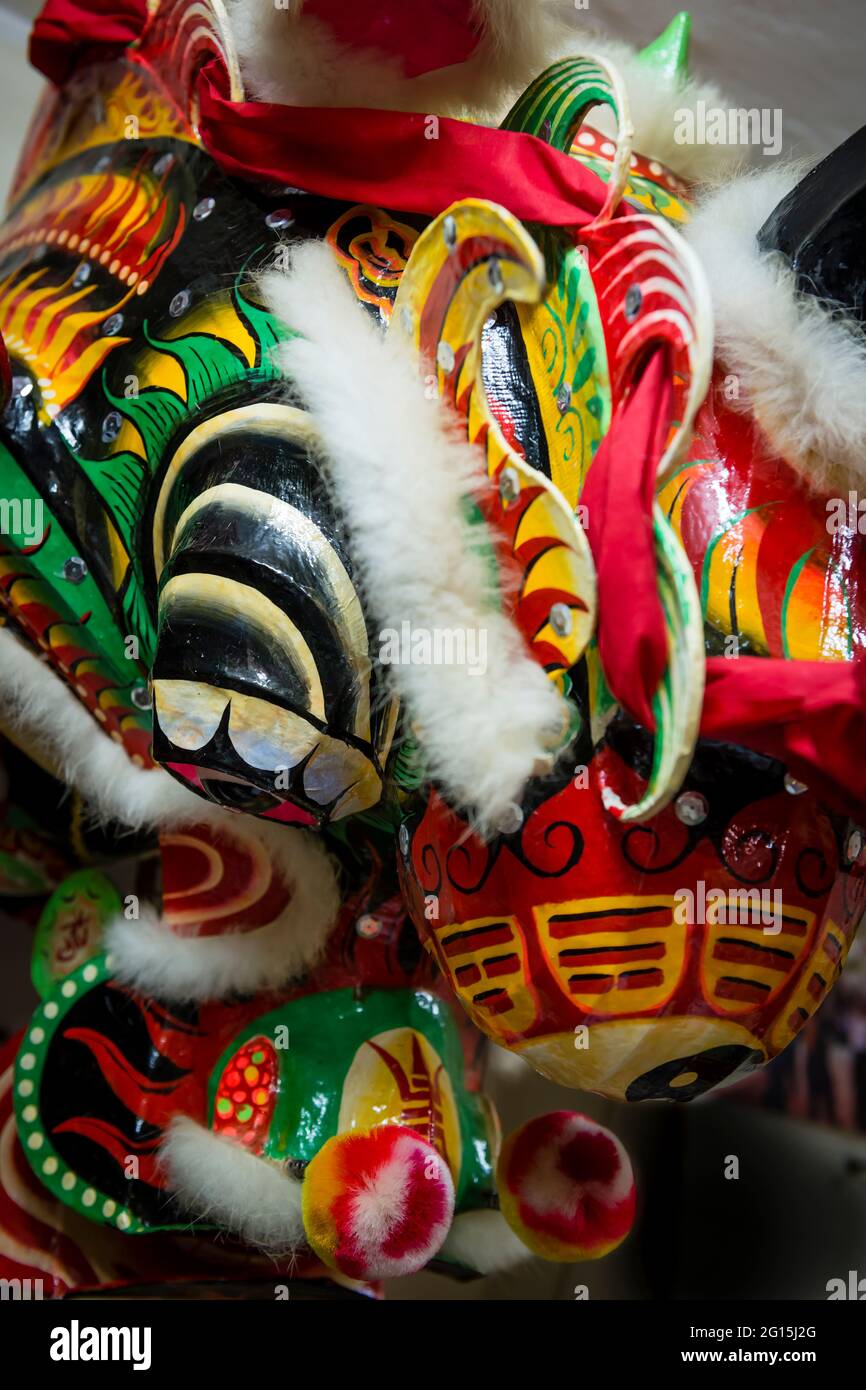 Detail of handmade lion dance costume, Sai Kung old village, New