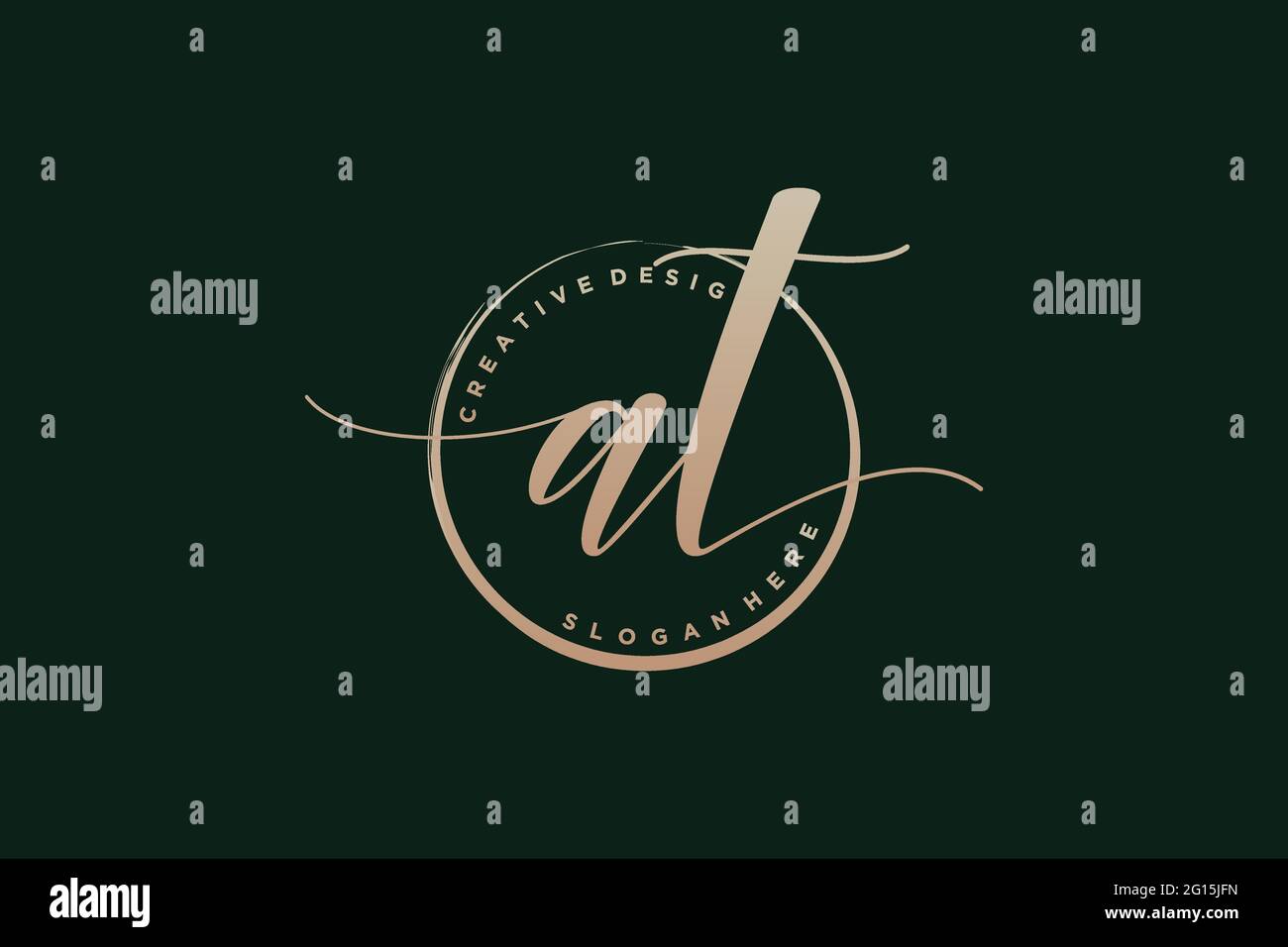 AT handwriting logo with circle template vector signature, wedding ...