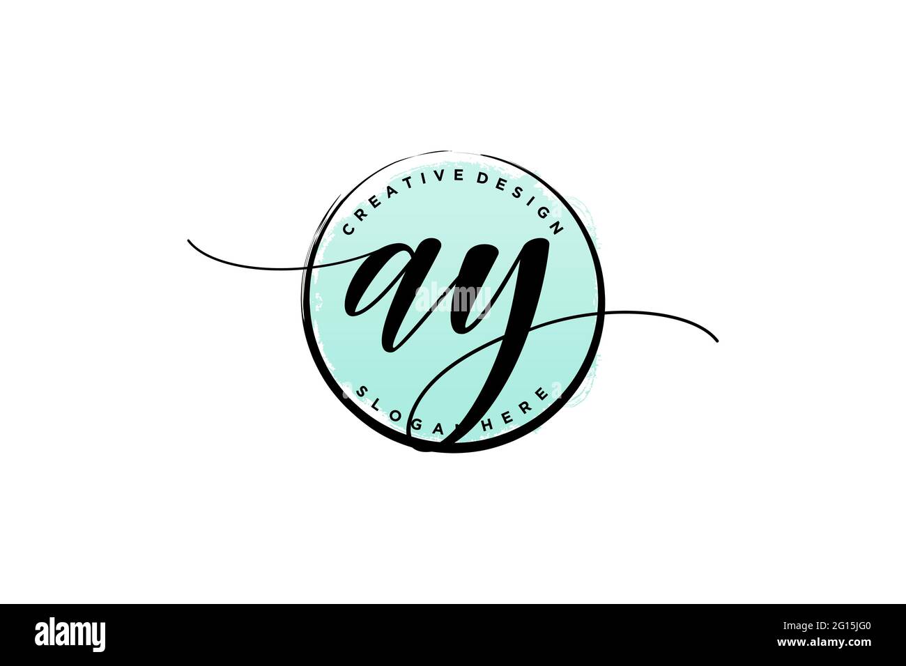 AY handwriting logo with circle template vector signature, wedding ...
