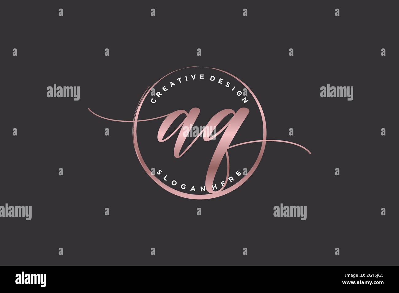 AQ handwriting logo with circle template vector signature, wedding ...