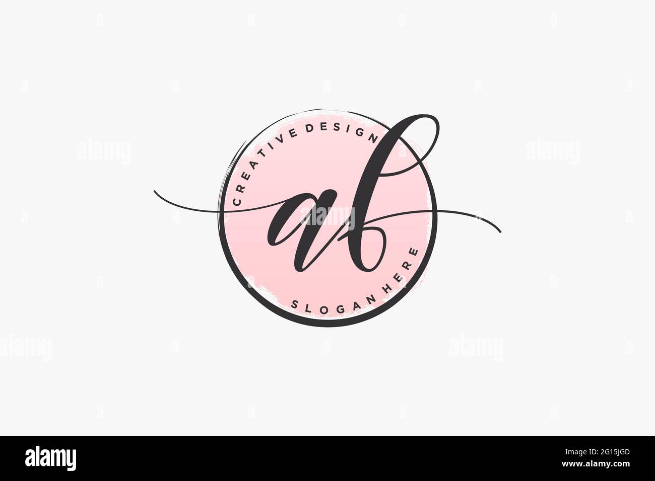 AF handwriting logo with circle template vector signature, wedding, fashion, floral and botanical with creative template. Stock Vector