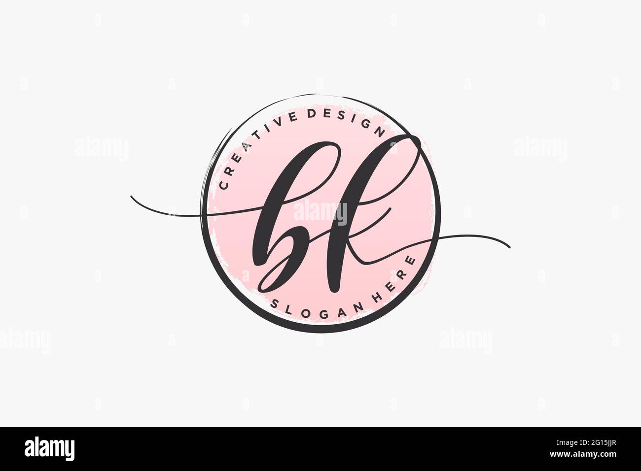 BK handwriting logo with circle template vector signature, wedding, fashion, floral and botanical with creative template. Stock Vector