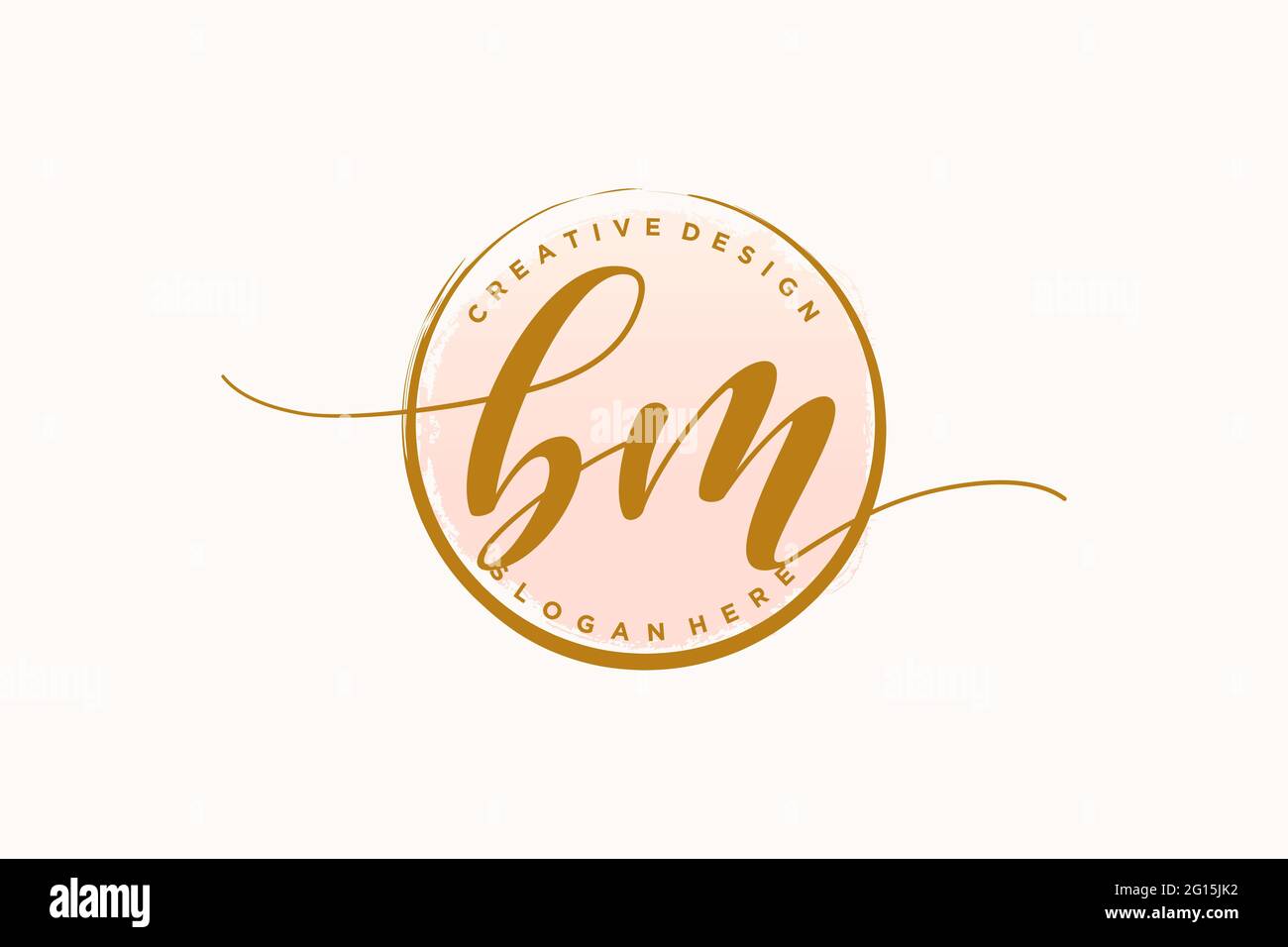 BM handwriting logo with circle template vector signature, wedding, fashion, floral and botanical with creative template. Stock Vector