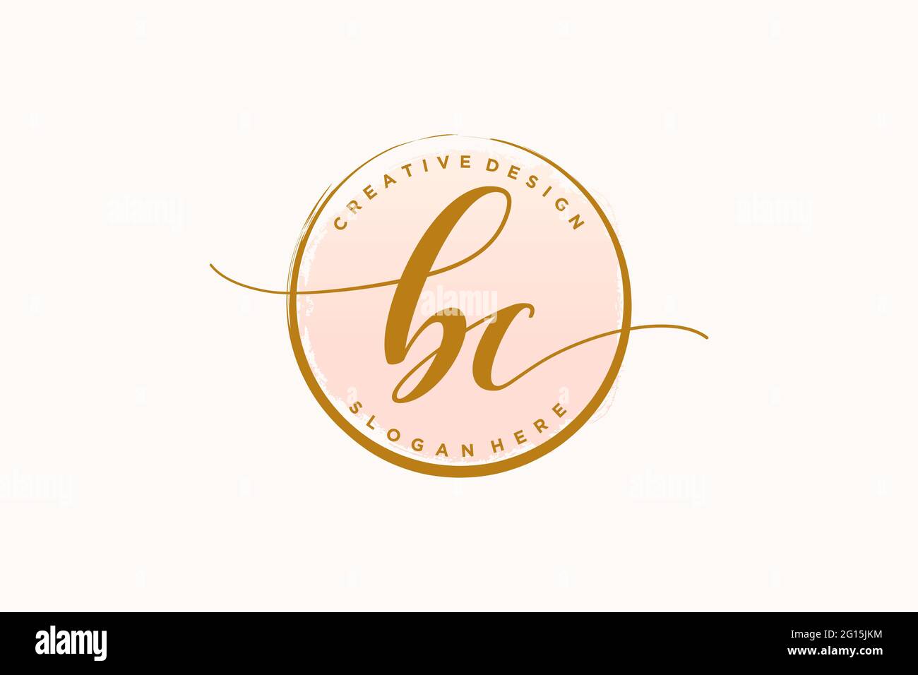 BC handwriting logo with circle template vector signature, wedding ...