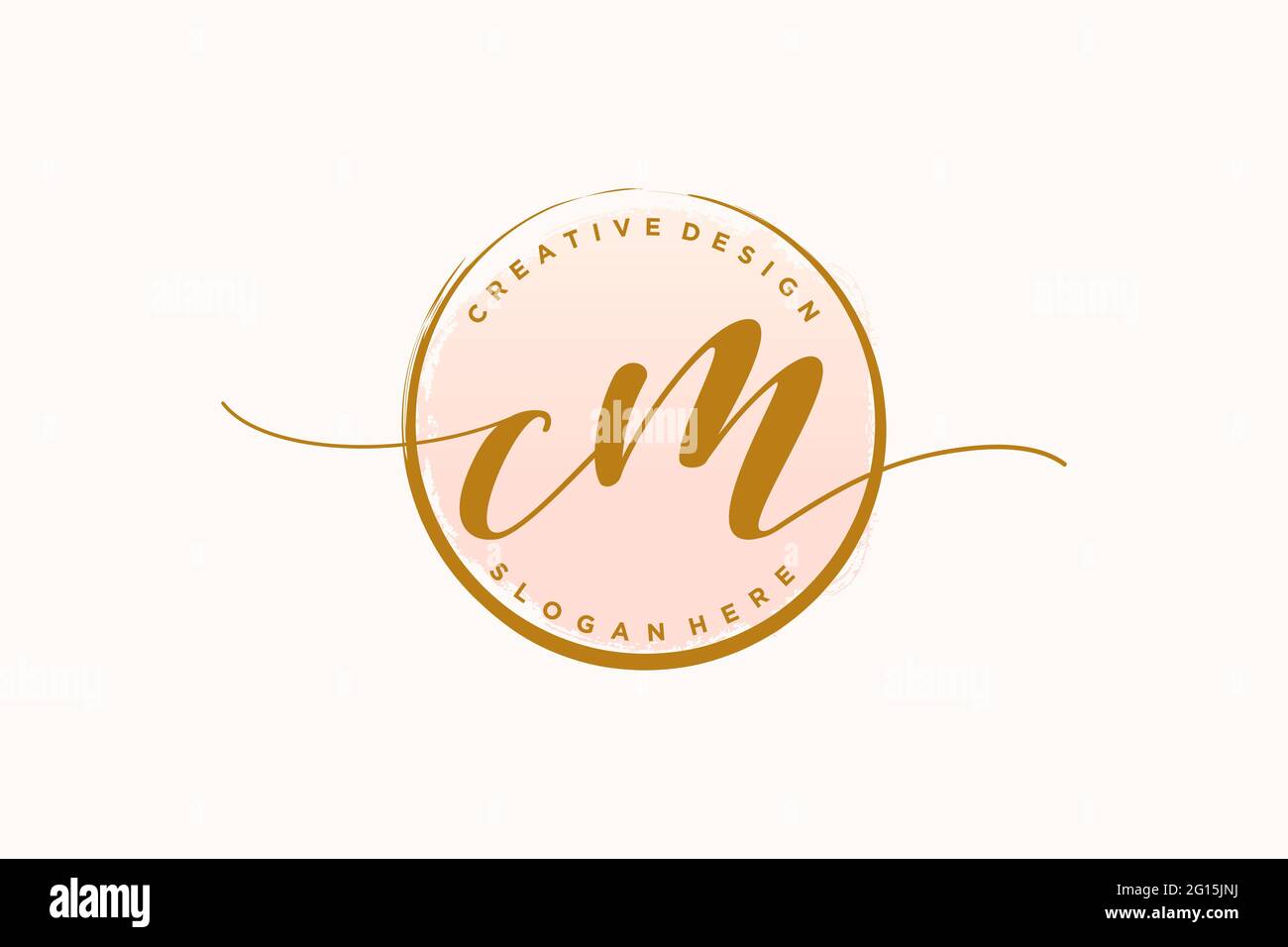 CM handwriting logo with circle template vector signature, wedding, fashion, floral and botanical with creative template. Stock Vector