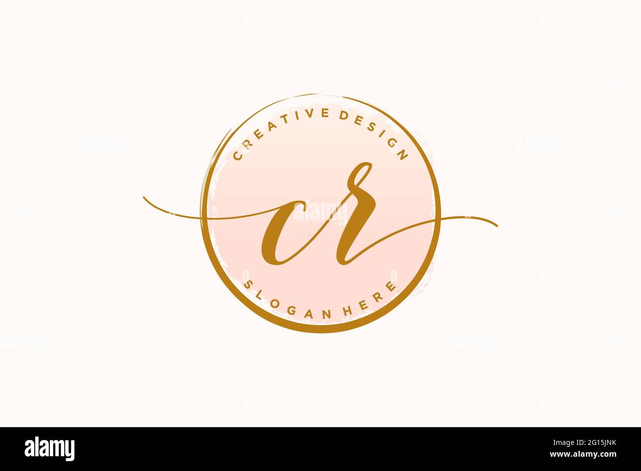 CR handwriting logo with circle template vector signature, wedding, fashion, floral and botanical with creative template. Stock Vector