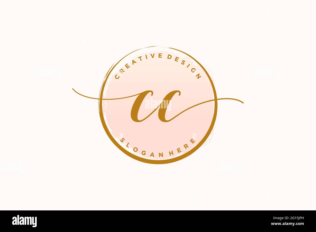 CC handwriting logo with circle template vector signature, wedding