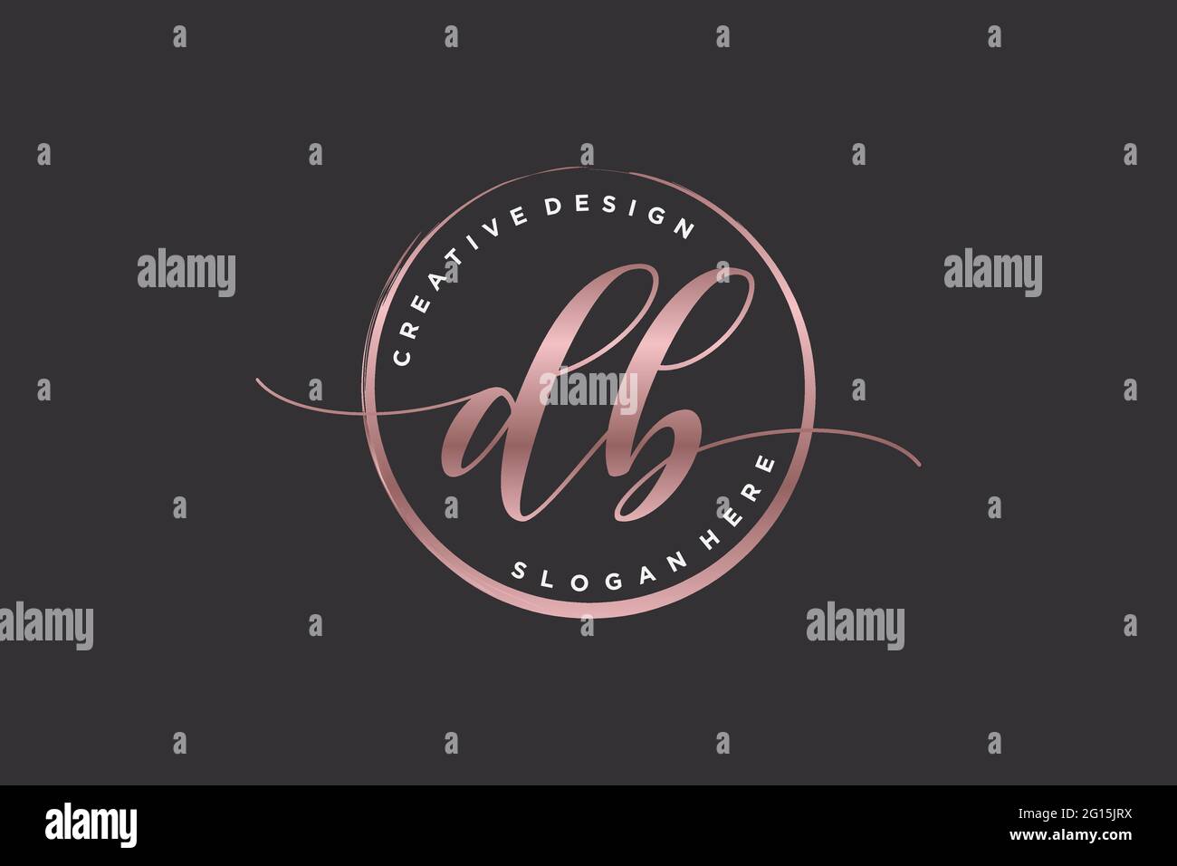 DB handwriting logo with circle template vector signature, wedding ...