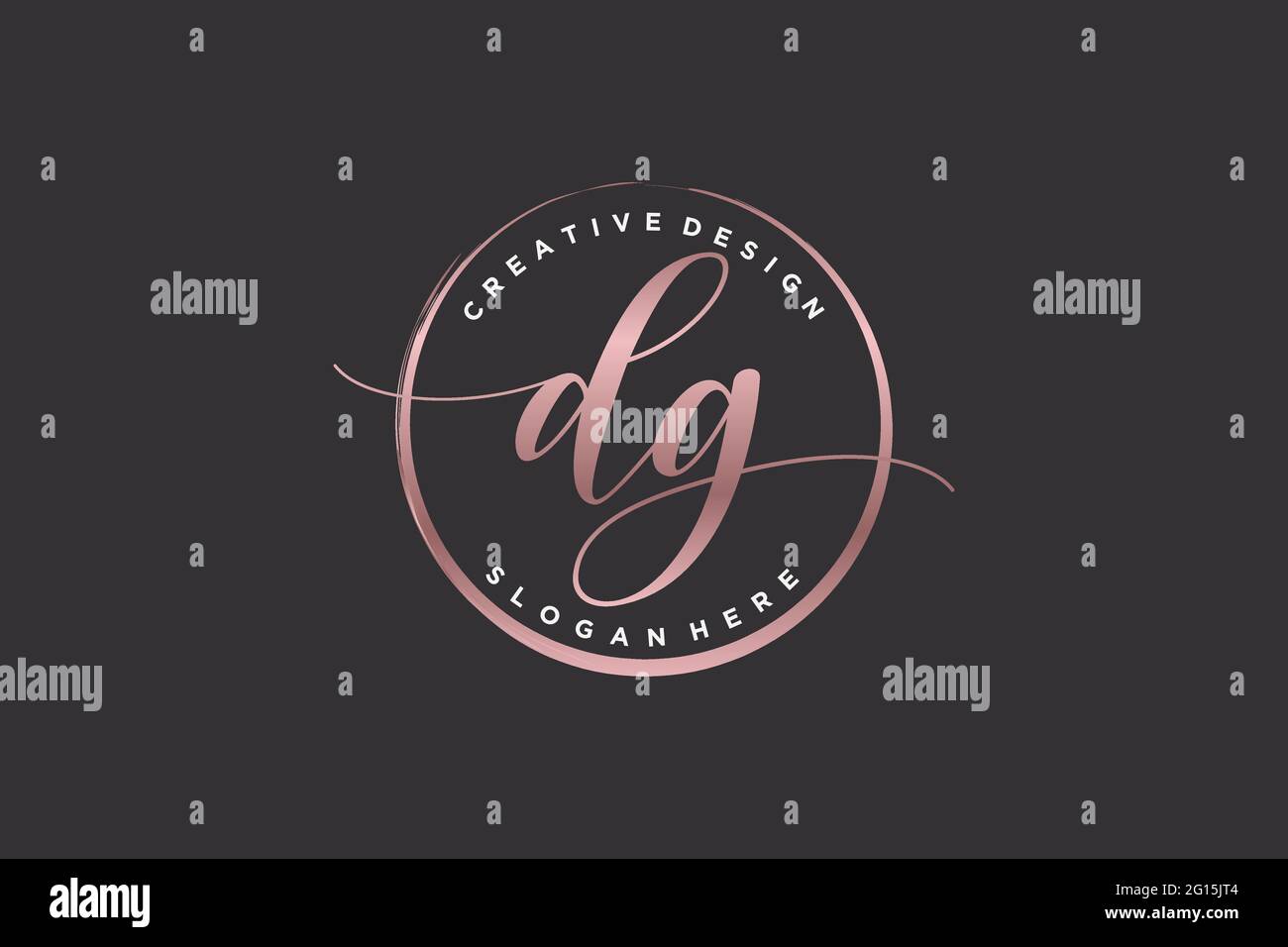 DG handwriting logo with circle template vector signature, wedding ...