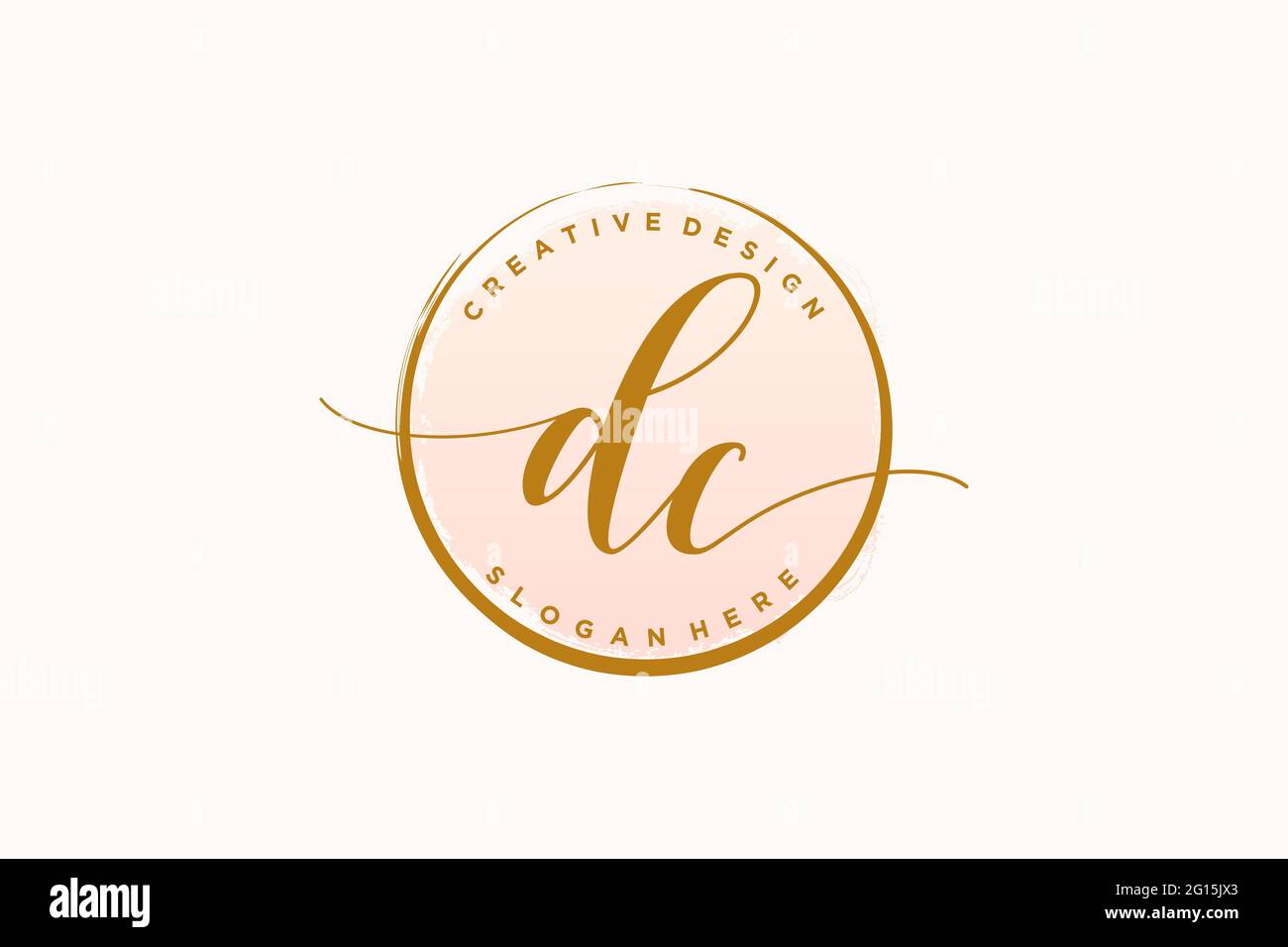 DC handwriting logo with circle template vector signature, wedding ...