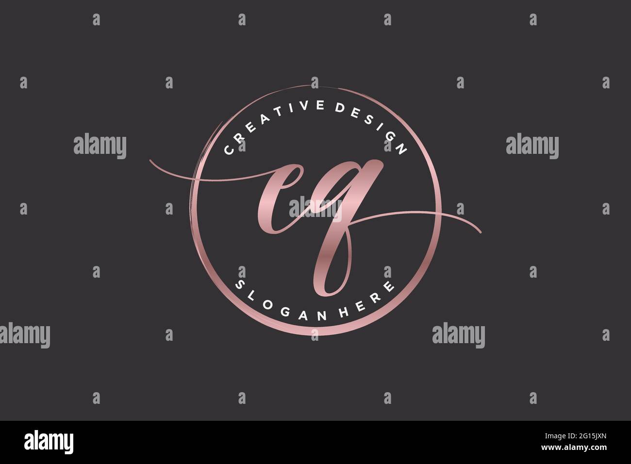 EQ handwriting logo with circle template vector signature, wedding ...