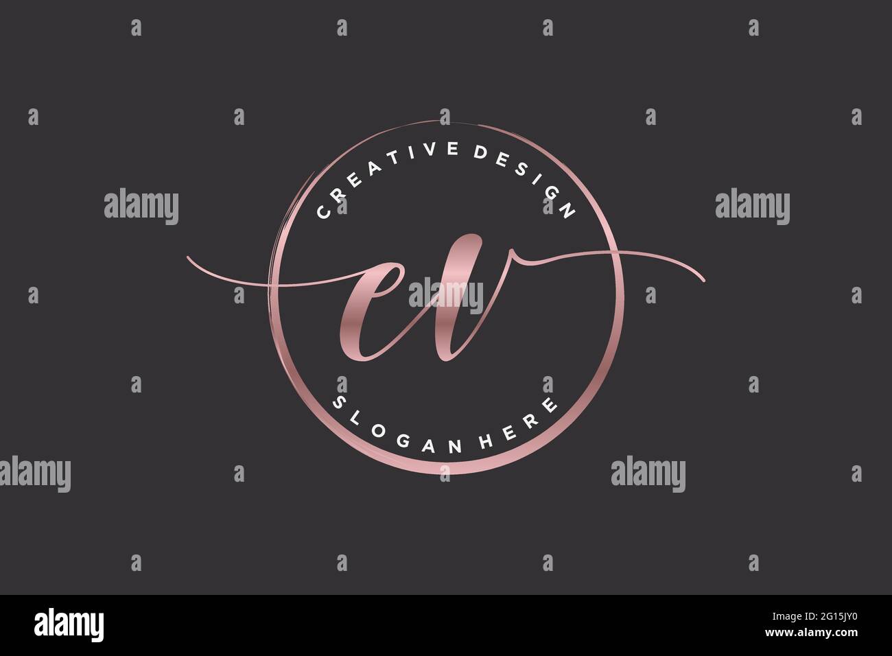 EV handwriting logo with circle template vector signature, wedding ...