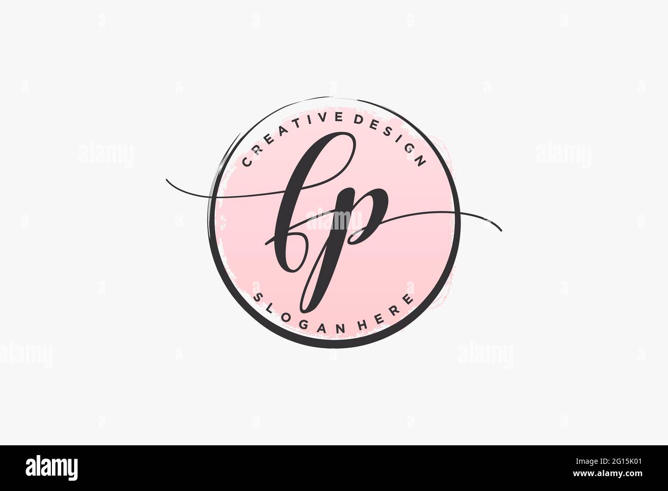 FP handwriting logo with circle template vector signature, wedding ...
