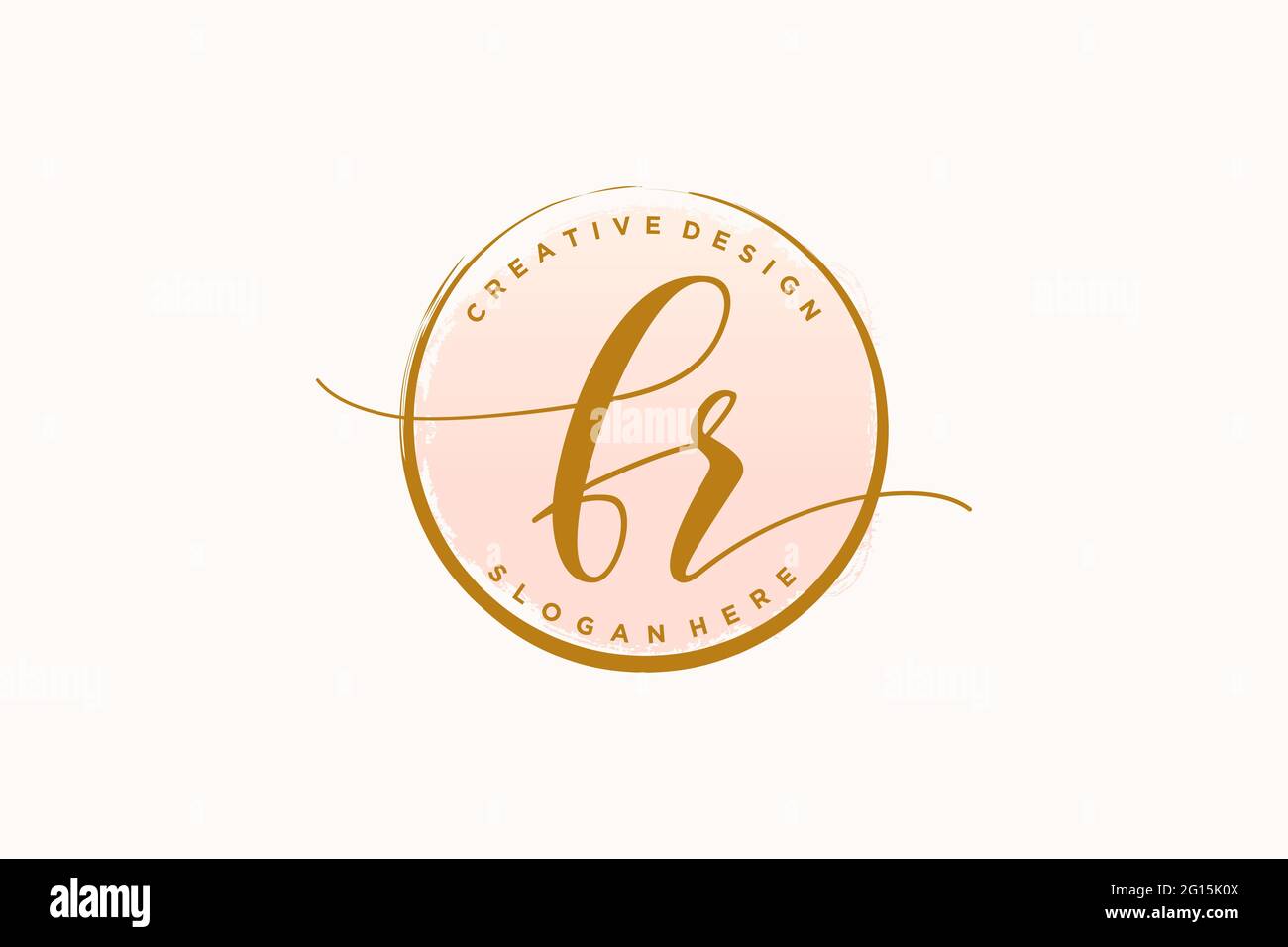 FR handwriting logo with circle template vector signature, wedding, fashion, floral and botanical with creative template. Stock Vector