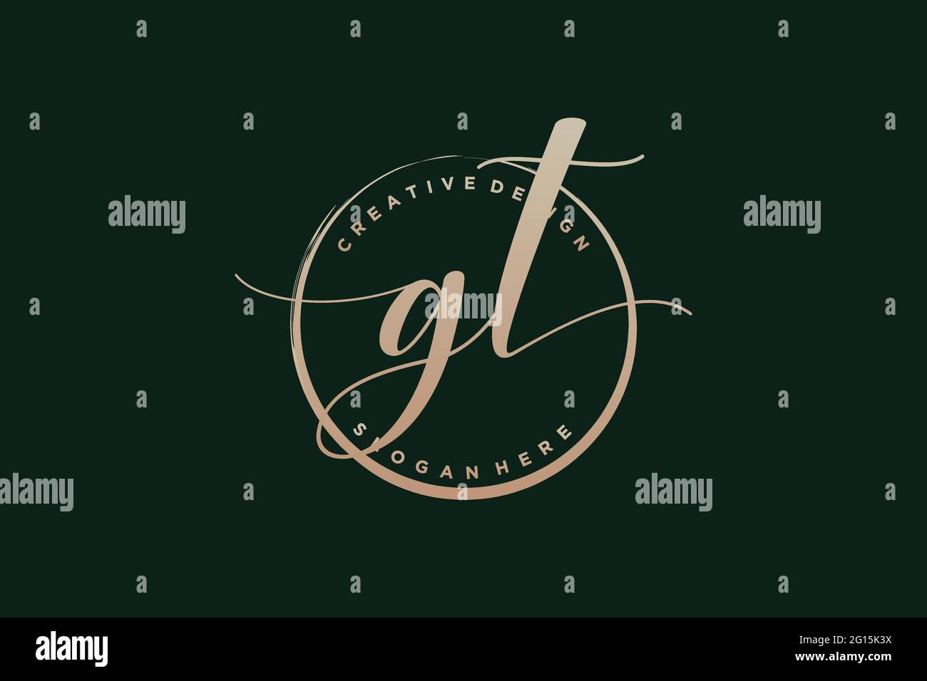 GT handwriting logo with circle template vector signature, wedding ...