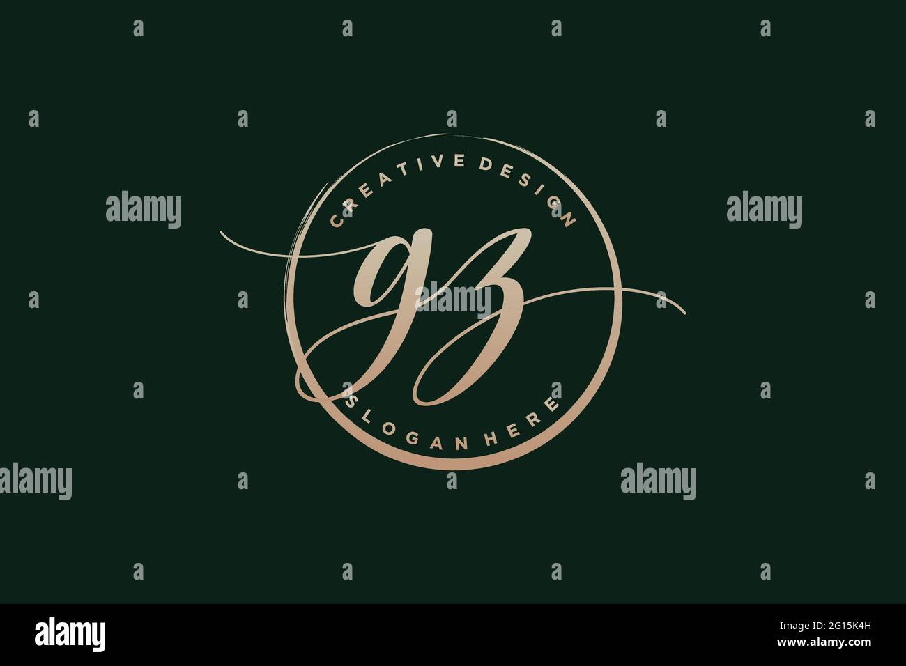 GZ handwriting logo with circle template vector signature, wedding ...