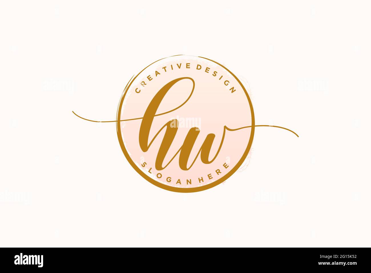 HW handwriting logo with circle template vector signature, wedding ...