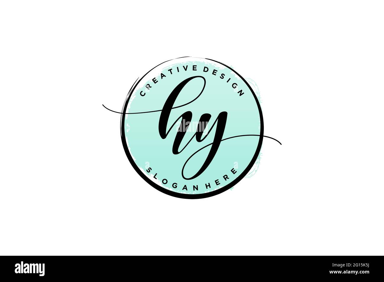 HY handwriting logo with circle template vector signature, wedding ...