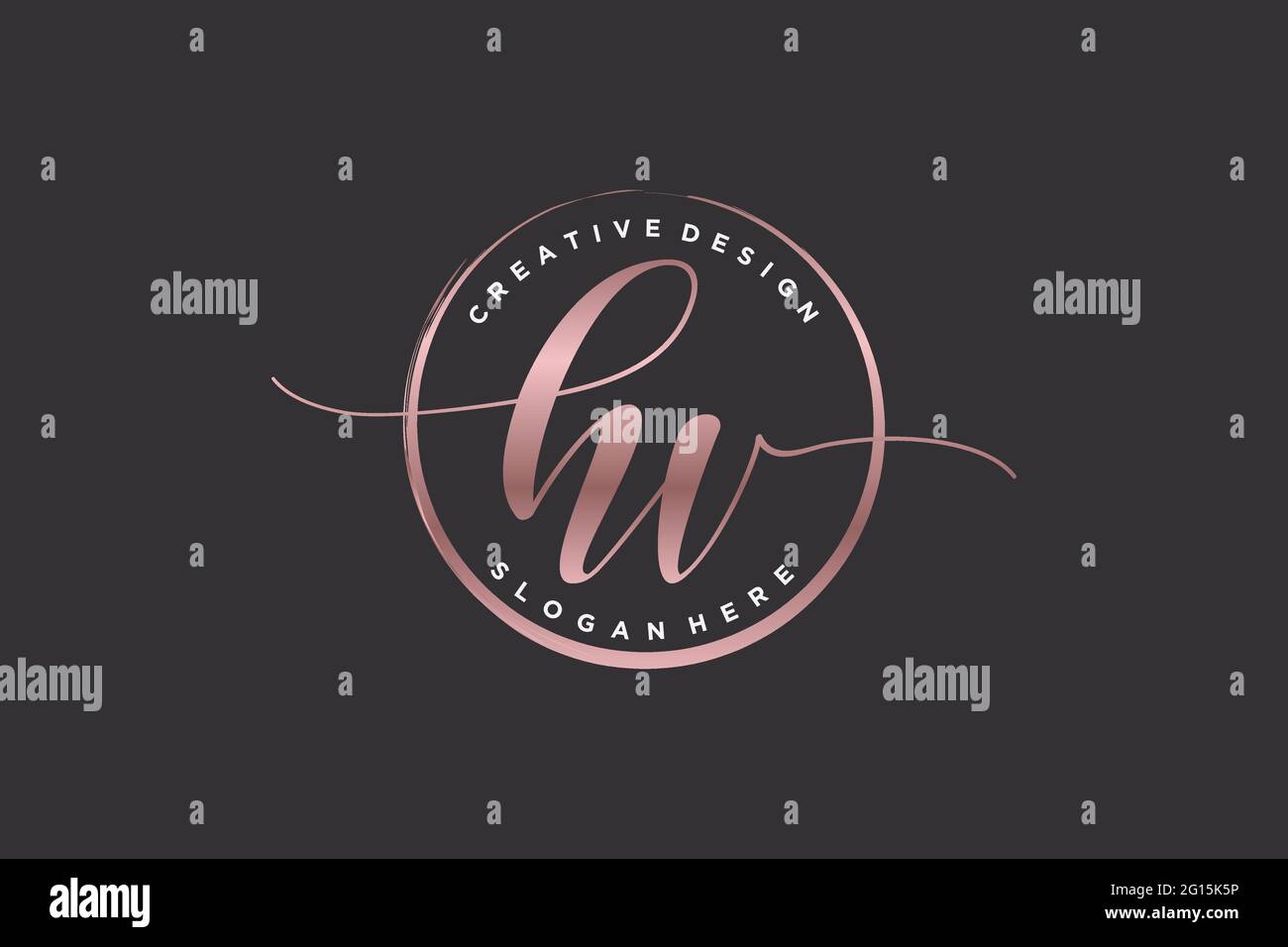 HV handwriting logo with circle template vector signature, wedding, fashion, floral and botanical with creative template. Stock Vector
