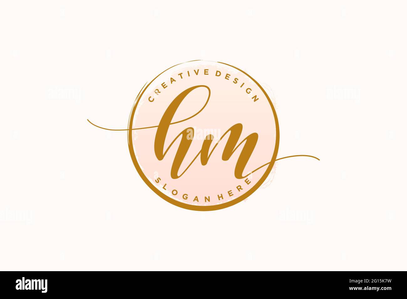 HM handwriting logo with circle template vector signature, wedding, fashion, floral and botanical with creative template. Stock Vector