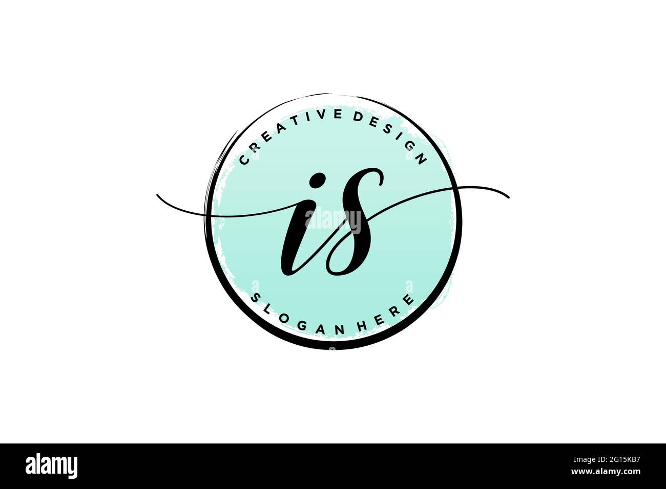 IS handwriting logo with circle template vector signature, wedding ...
