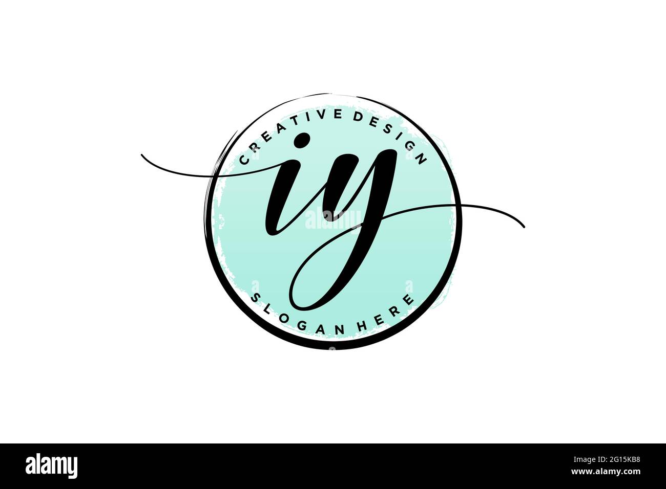 IY handwriting logo with circle template vector signature, wedding ...