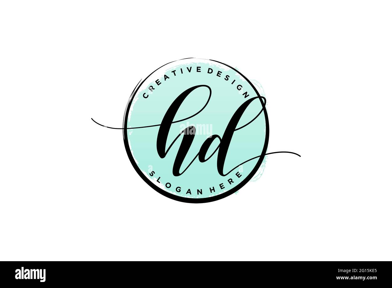 HD handwriting logo with circle template vector signature, wedding, fashion, floral and botanical with creative template. Stock Vector