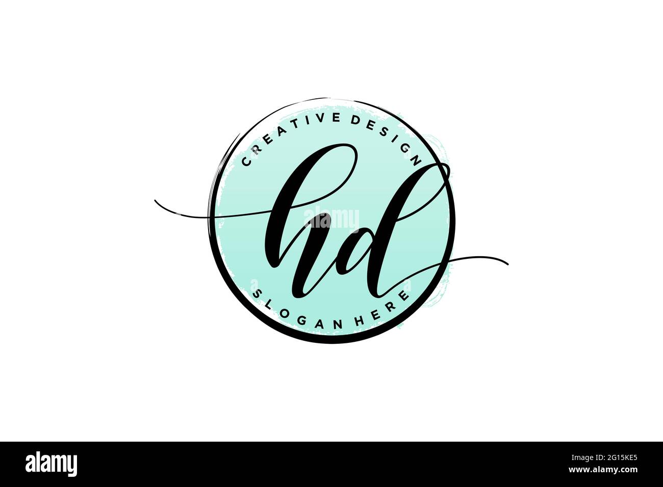 HD handwriting logo with circle template vector signature, wedding ...