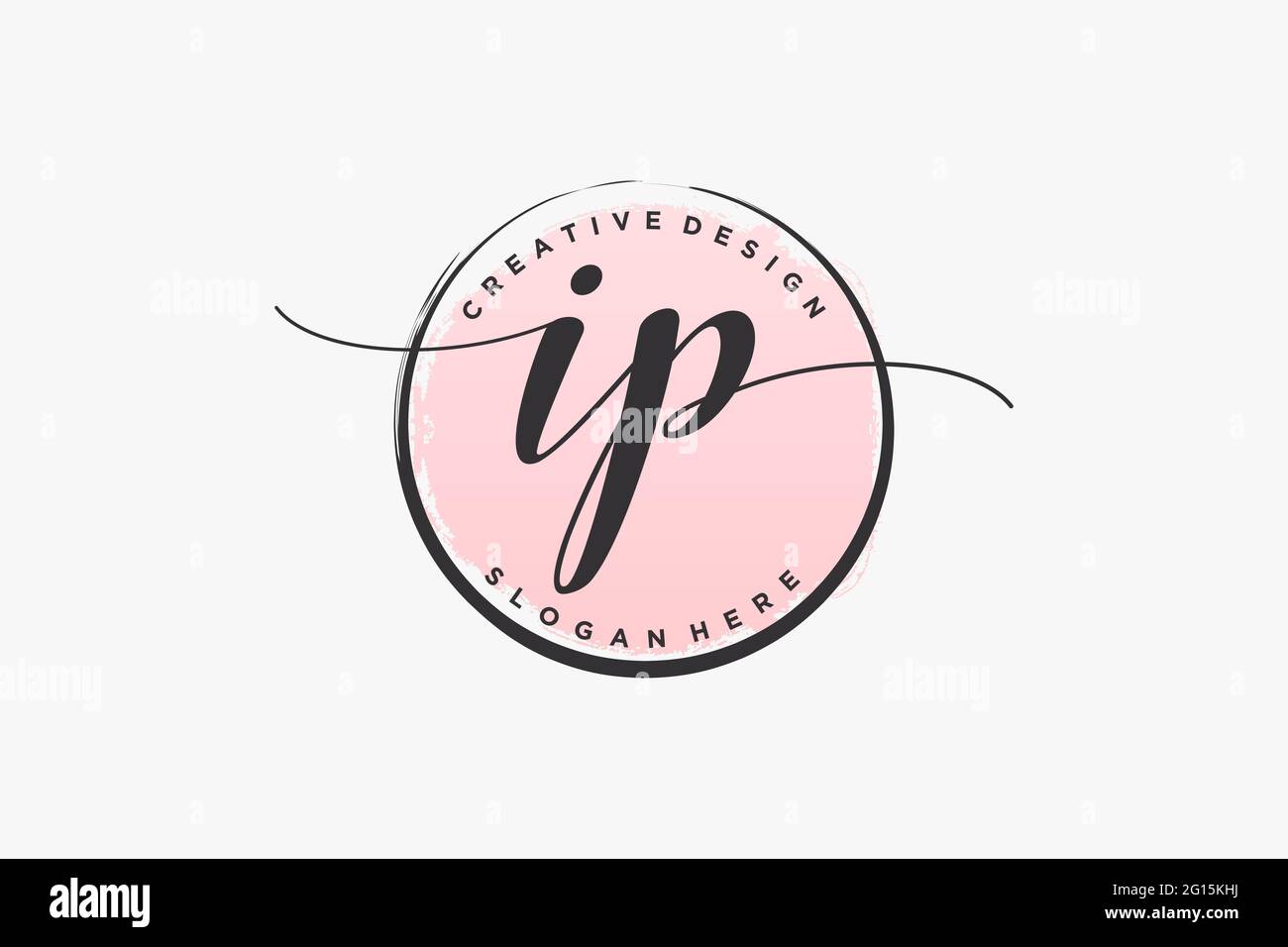 IP handwriting logo with circle template vector signature, wedding ...