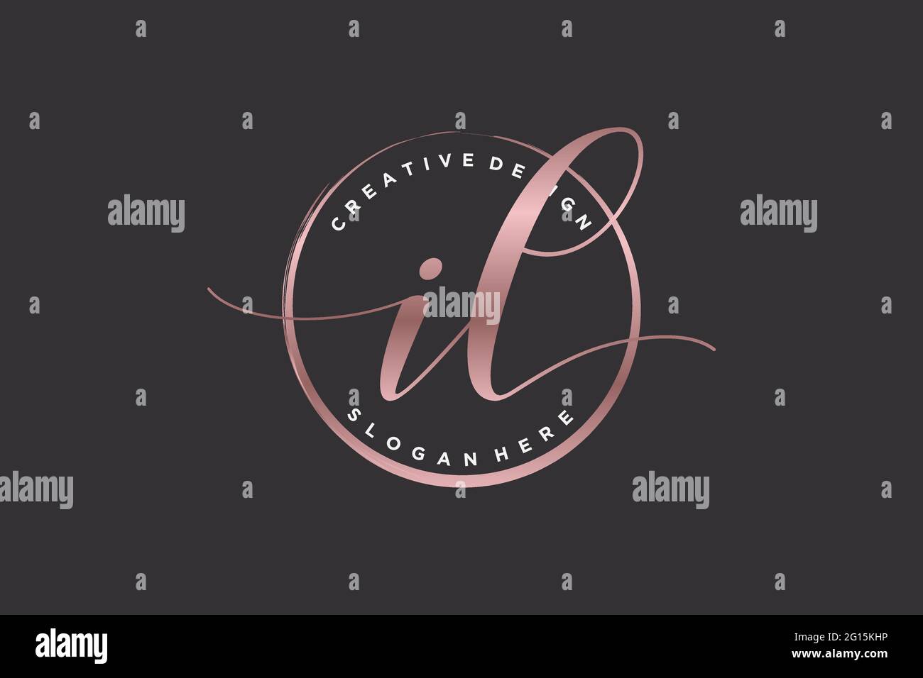 IL handwriting logo with circle template vector signature, wedding ...