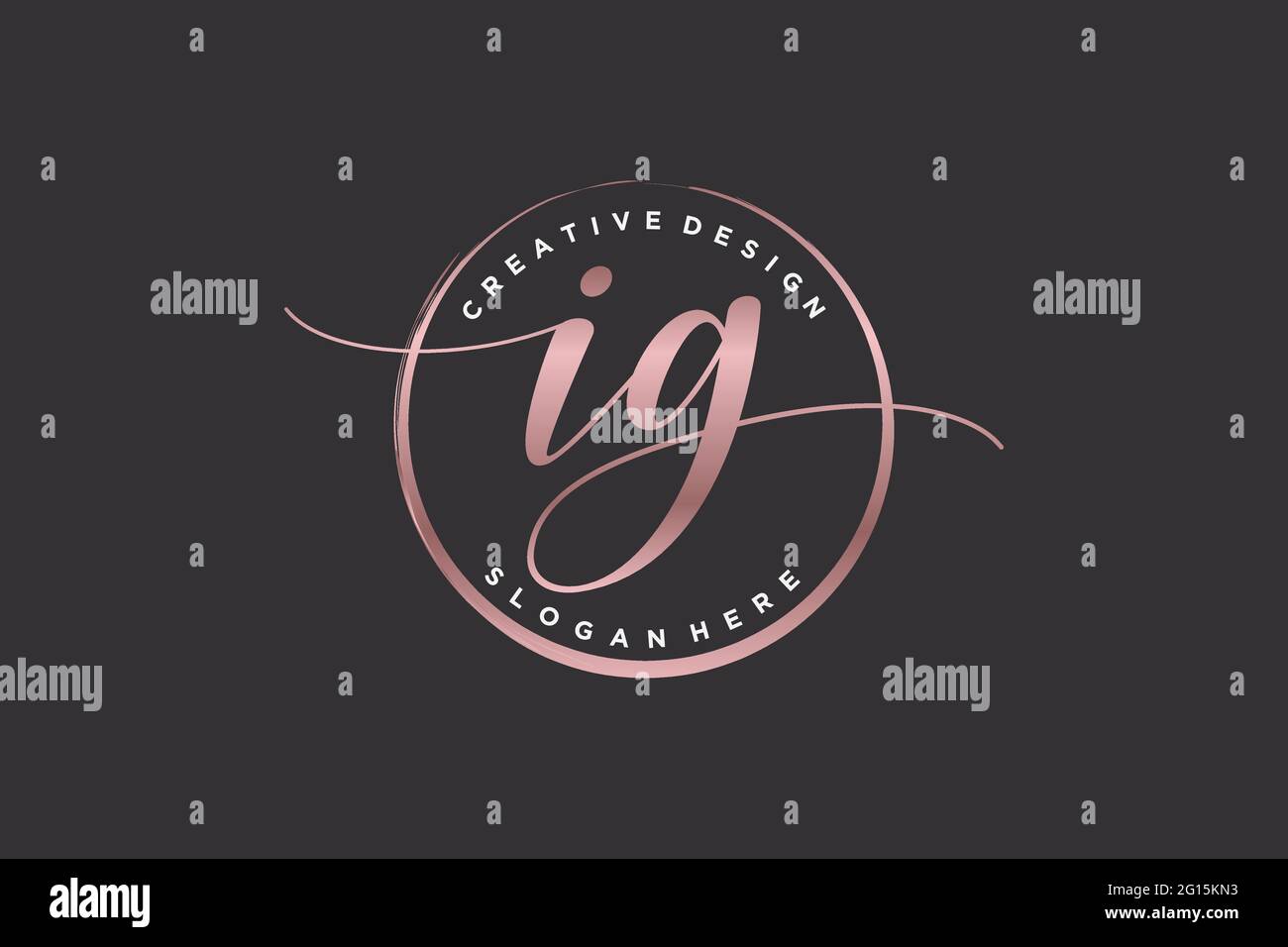 IG handwriting logo with circle template vector signature, wedding ...