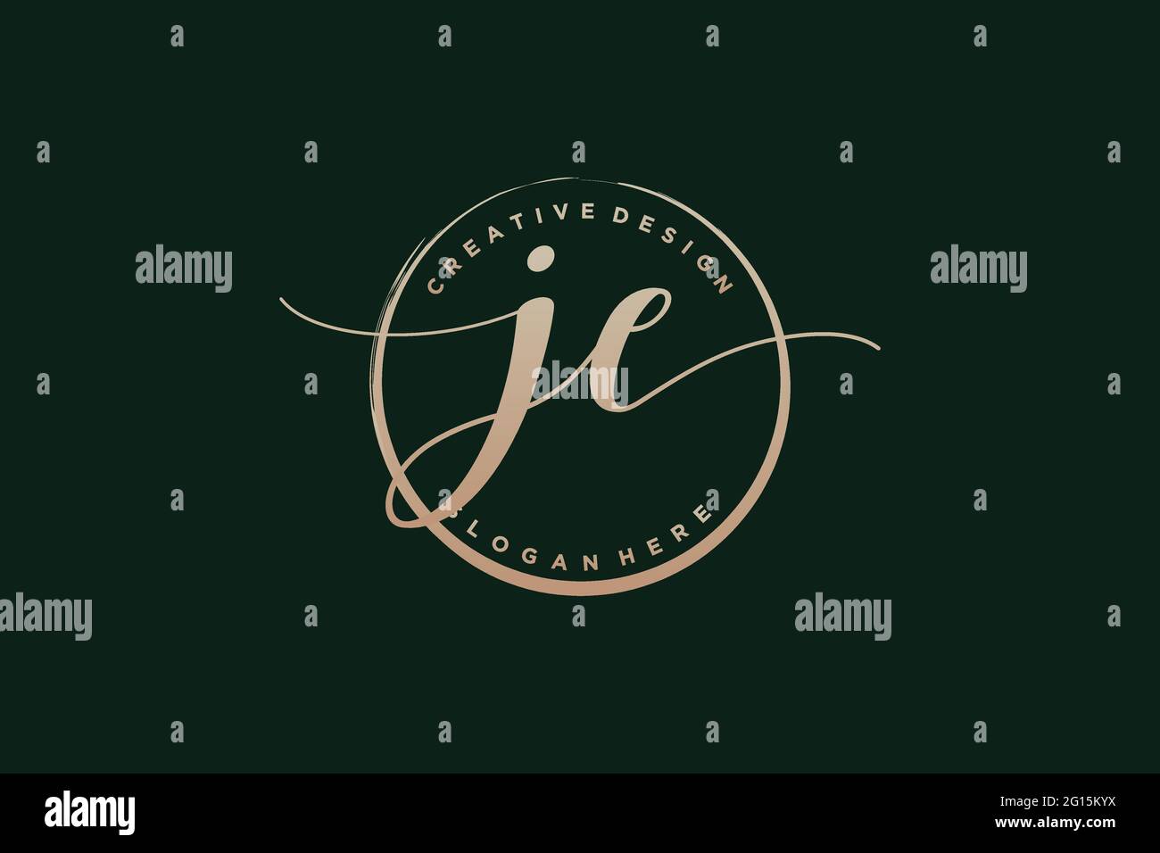 JE handwriting logo with circle template vector signature, wedding ...