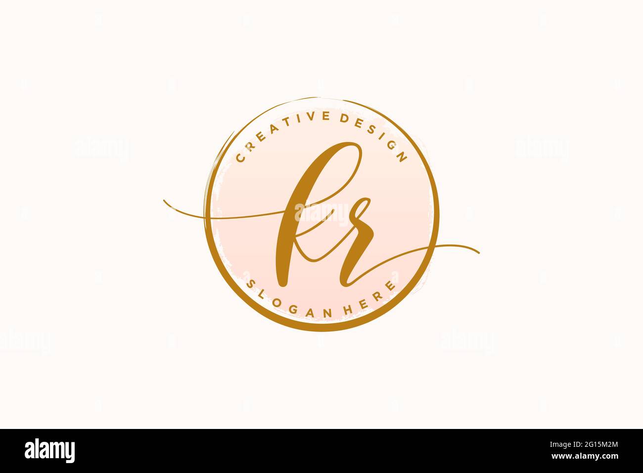 KR handwriting logo with circle template vector signature, wedding ...