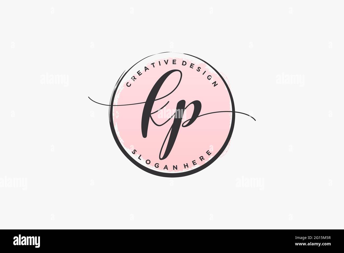 KP handwriting logo with circle template vector signature, wedding ...