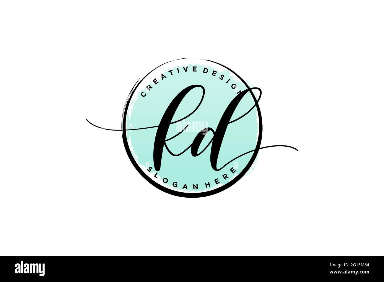 KD handwriting logo with circle template vector signature, wedding ...