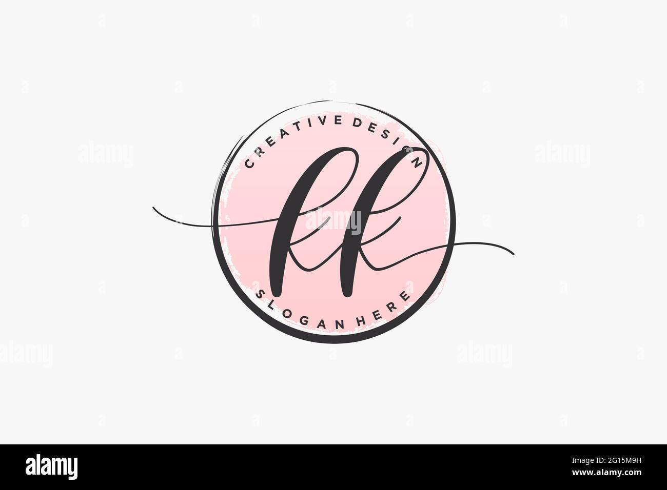 KK handwriting logo with circle template vector signature, wedding ...