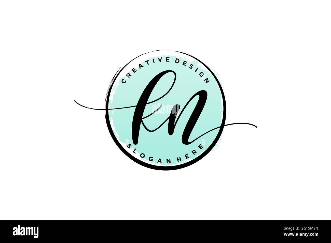 KN handwriting logo with circle template vector signature, wedding ...