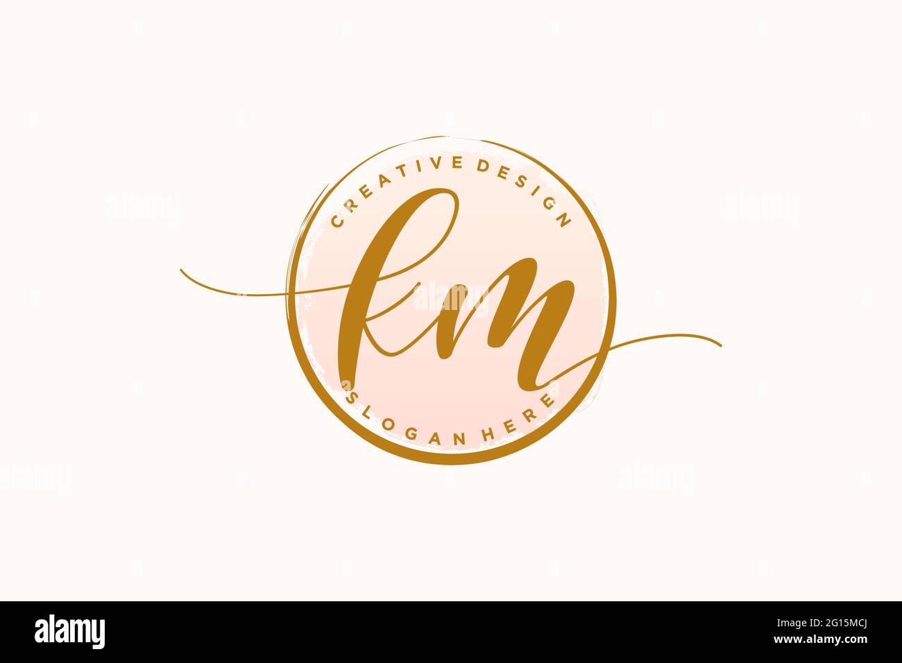 KM handwriting logo with circle template vector signature, wedding ...