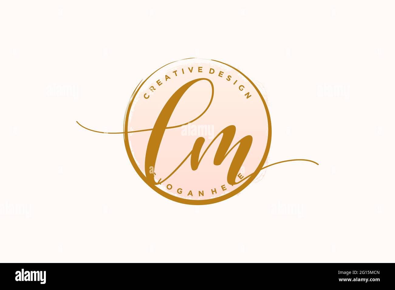 LM handwriting logo with circle template vector signature, wedding, fashion, floral and botanical with creative template. Stock Vector