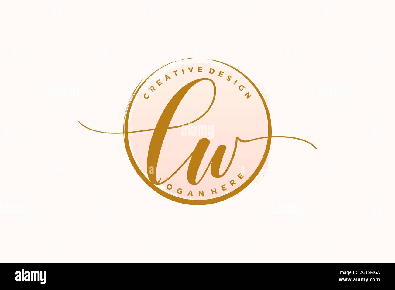 LW handwriting logo with circle template vector signature, wedding, fashion, floral and botanical with creative template. Stock Vector
