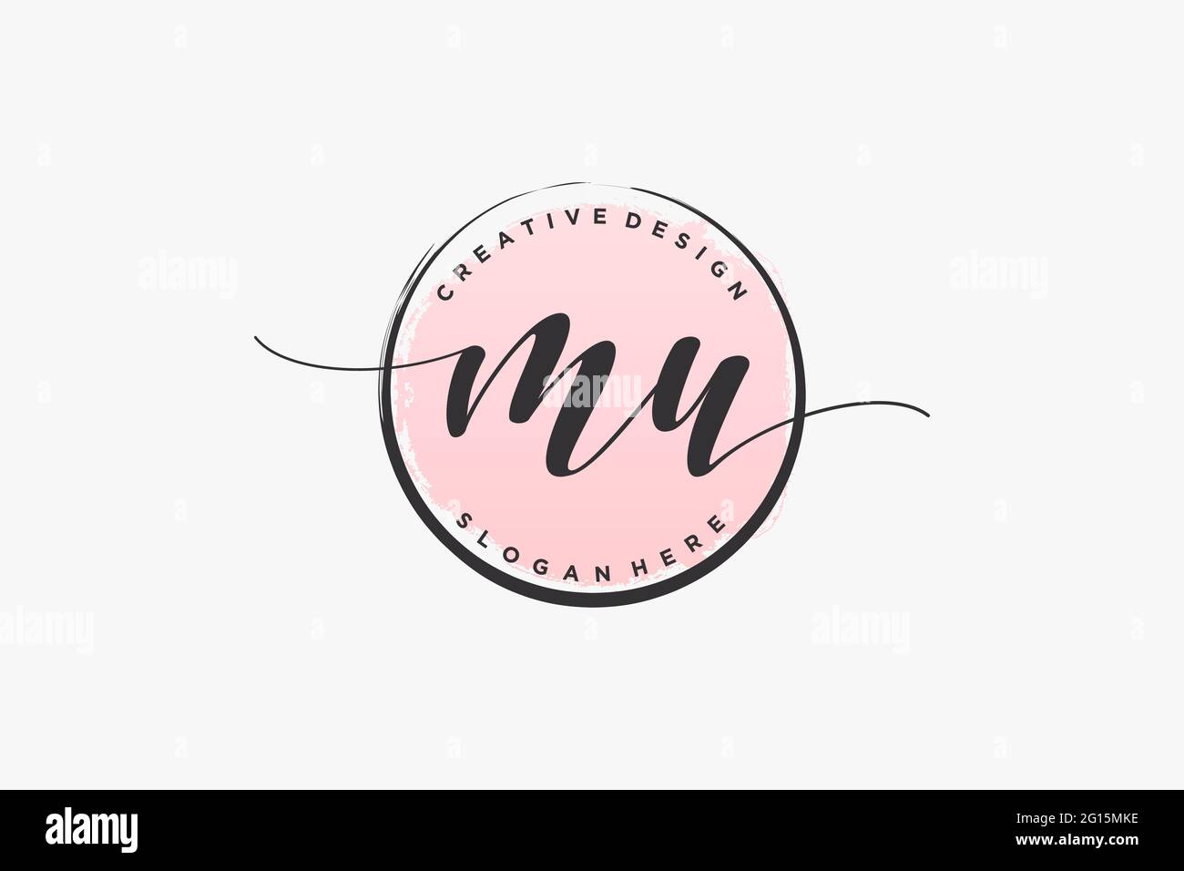 MU handwriting logo with circle template vector signature, wedding, fashion, floral and botanical with creative template. Stock Vector