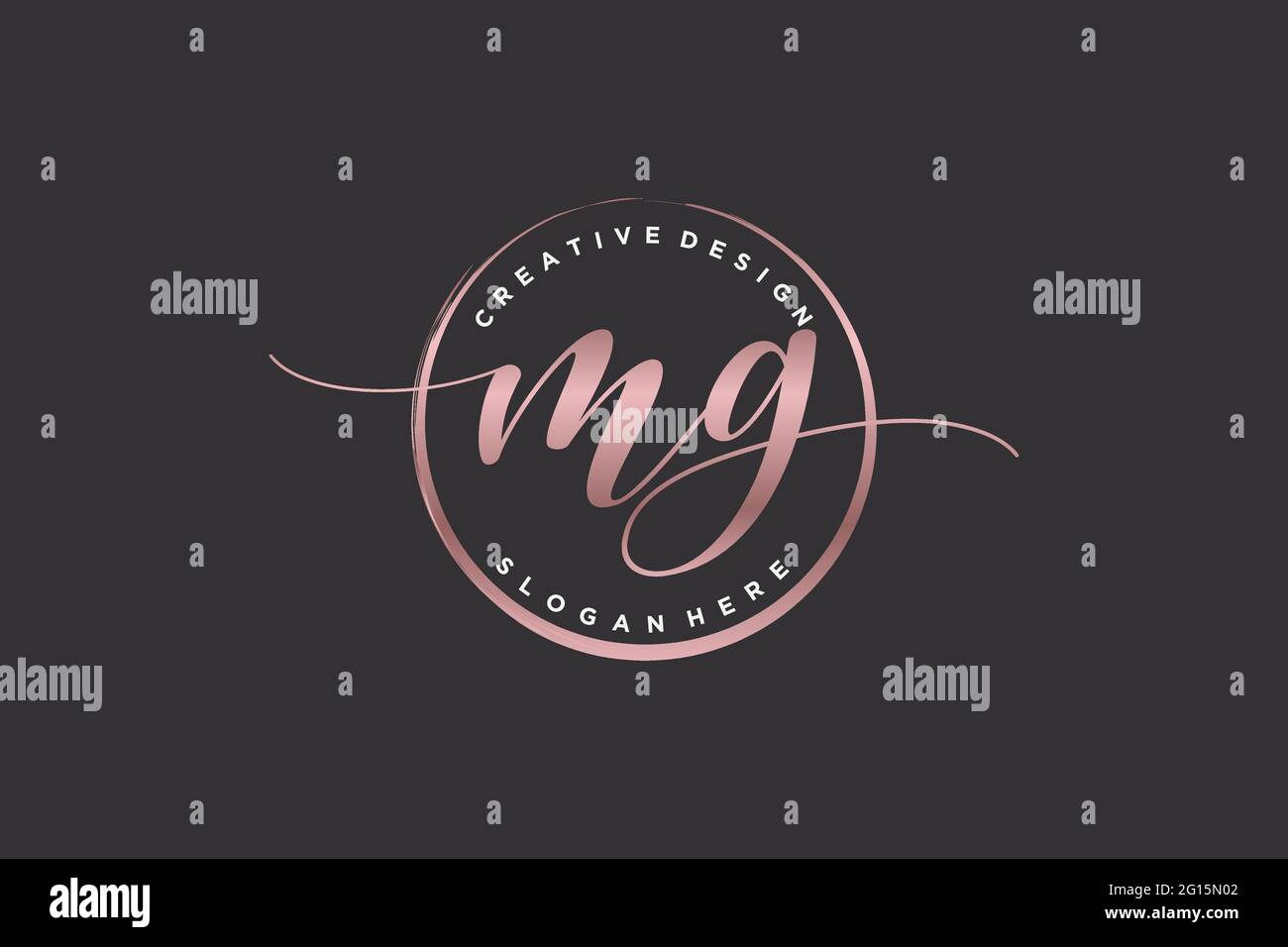 MG handwriting logo with circle template vector signature, wedding ...