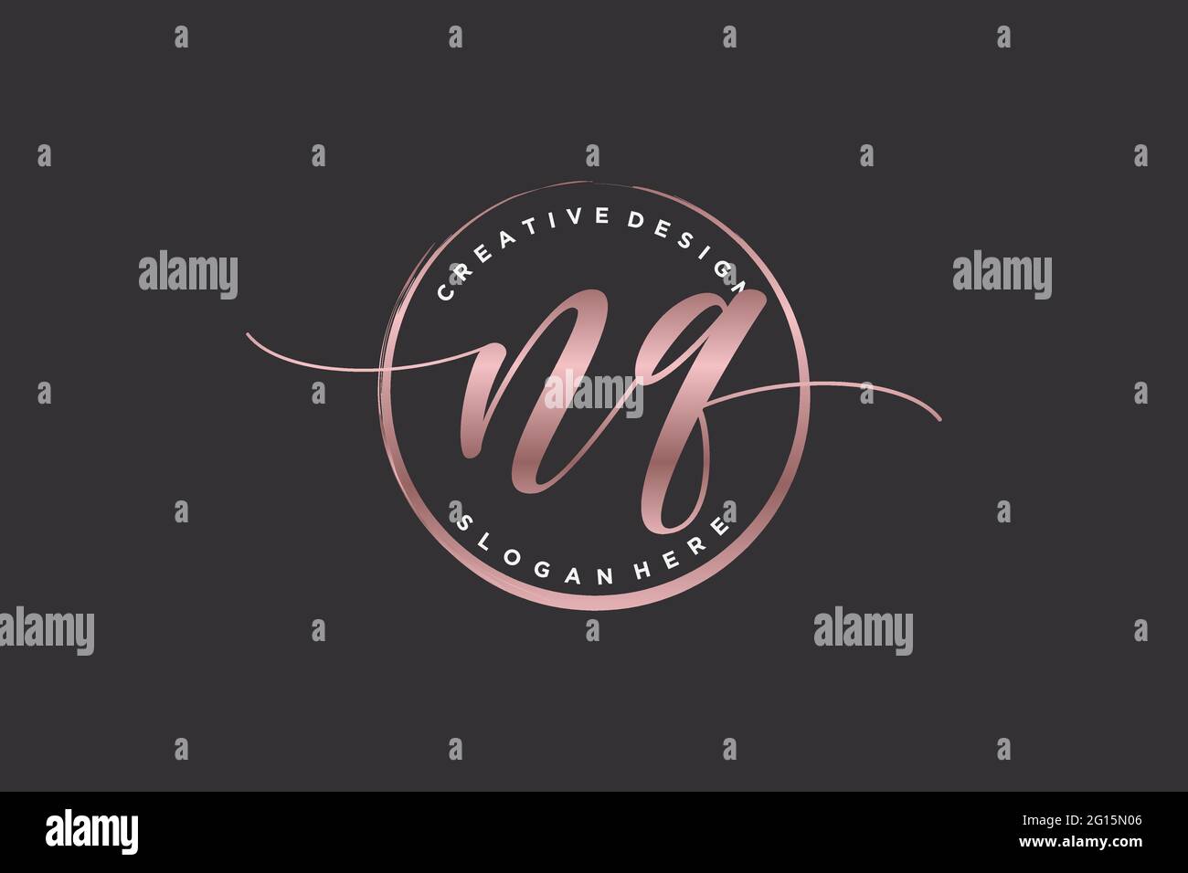 NQ handwriting logo with circle template vector signature, wedding, fashion, floral and botanical with creative template. Stock Vector
