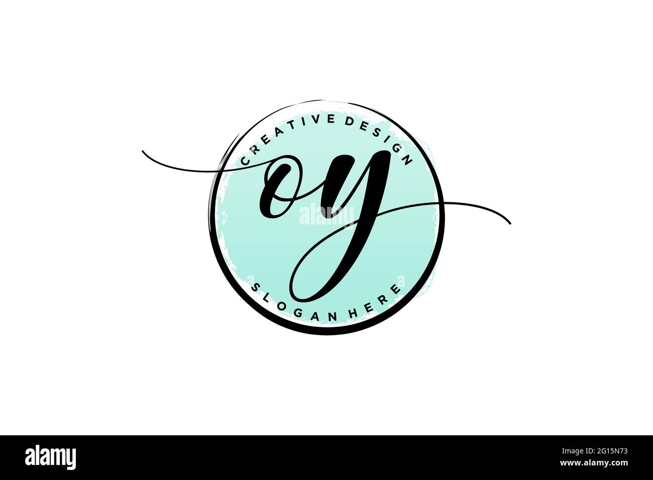 OY handwriting logo with circle template vector signature, wedding ...