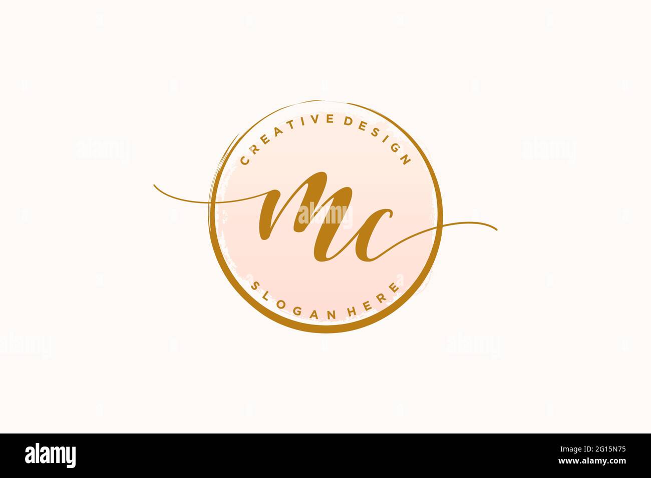 MC handwriting logo with circle template vector signature, wedding, fashion, floral and botanical with creative template. Stock Vector