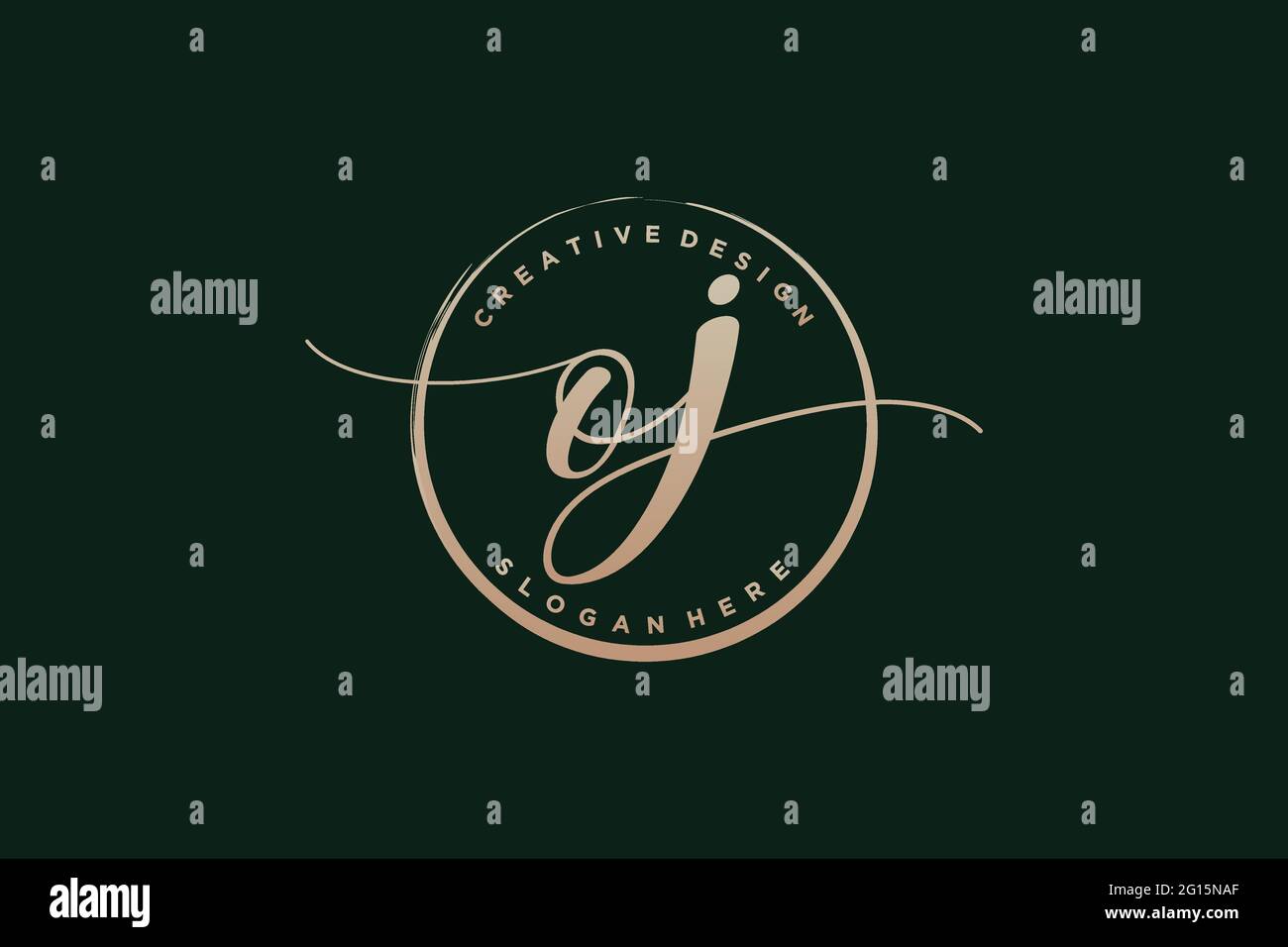 OJ handwriting logo with circle template vector signature, wedding ...
