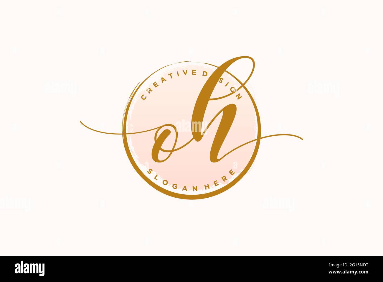 OH handwriting logo with circle template vector signature, wedding ...