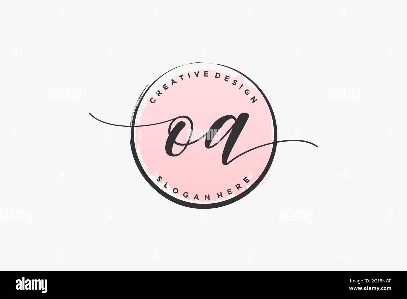 QA handwriting logo with circle template vector signature, wedding ...