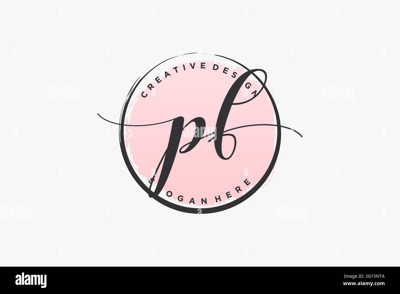 PF handwriting logo with circle template vector signature, wedding ...